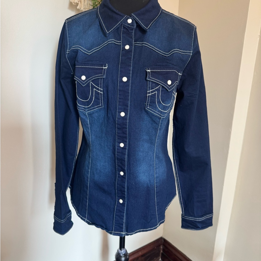 True Religion Dark Blue Button Down Shirt